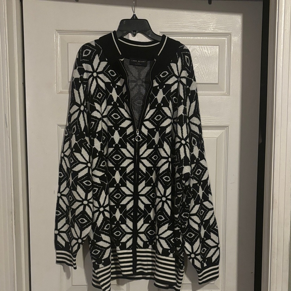 Lane Bryant Monochrome Knit Cardigan,sweater
